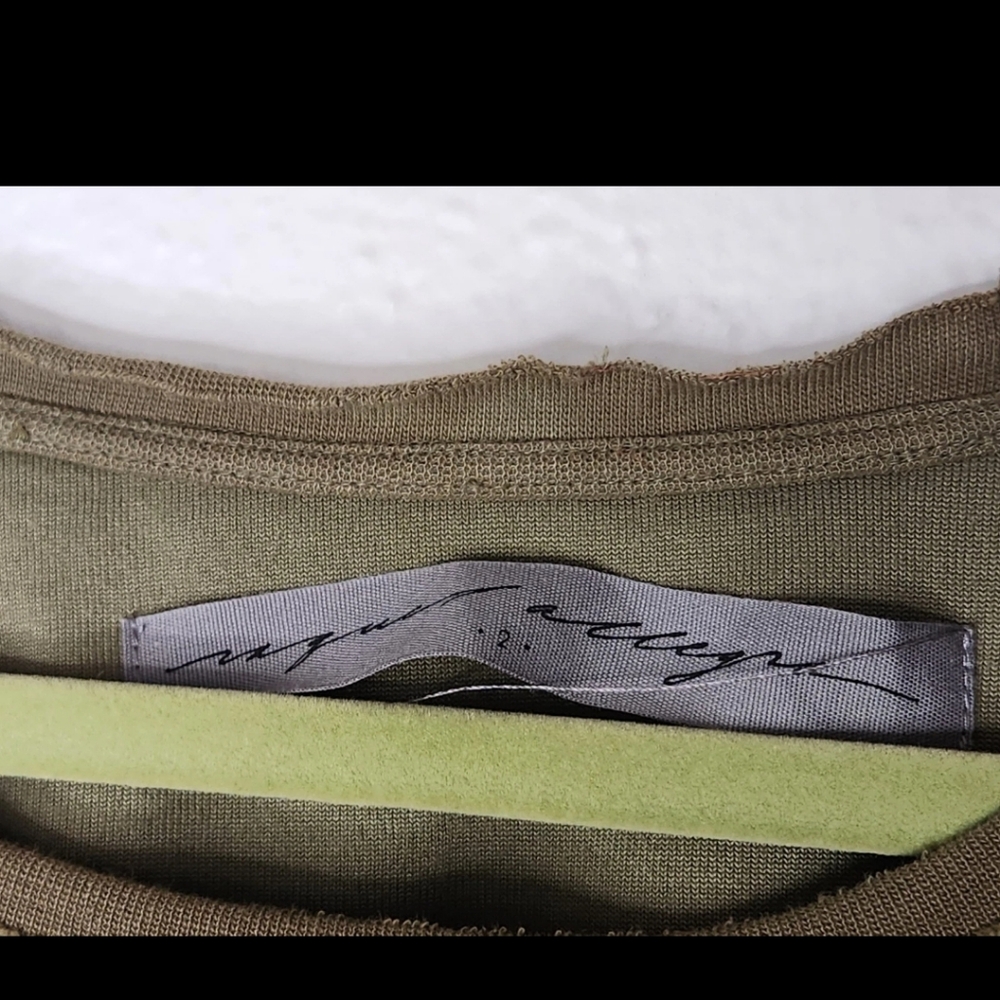 Raquel Allegra Muse Sweatshirt Velour Pullover Army Green $250 sz 2 - Picture 12 of 16